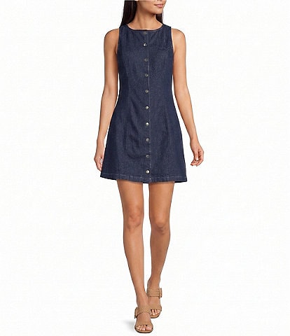 Donna Morgan Denim Button Front Mini Dress