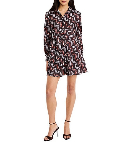 Donna Morgan Long Sleeve Shirt Dress