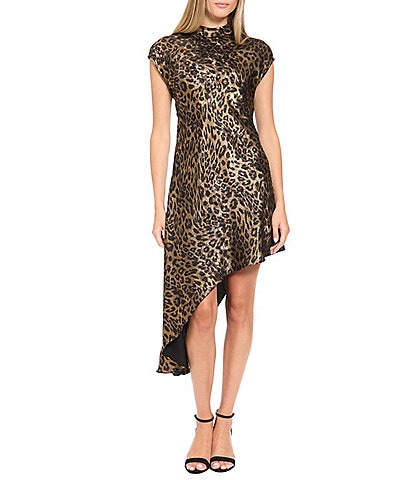 Donna Morgan Metallic Asymmetrical Print Midi