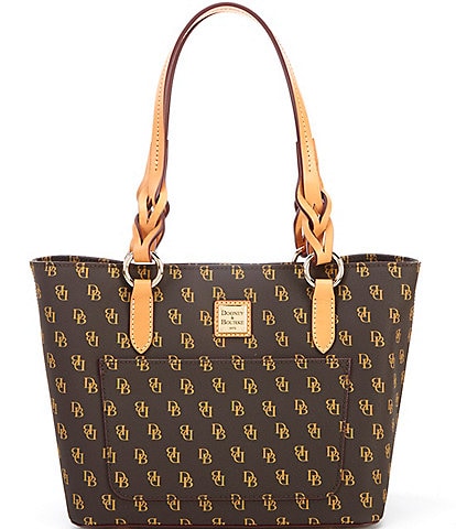 Dooney & Bourke Blakely Collection Small Signature Logo Tammy Magnetic Snap Brown Tote Bag