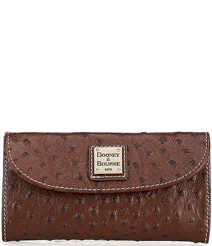 Dooney & Bourke Ostrich Embossed Calf Leather Continental Clutch