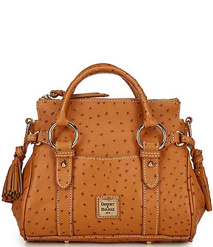 Dooney & Bourke Ostrich Embossed Leather Satchel With Pocket