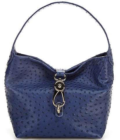 Dooney & Bourke Ostrich Logo Lock Hobo Shoulder Bag
