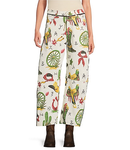 Double D Ranch Atomic Ranch Printed Wide Leg Cropped Jeans