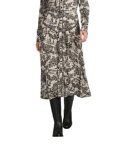 Double D Ranch Coordinating Toile Print A-Line Midi Skirt