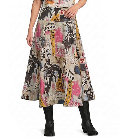 Double D Ranch Cowboy Graffiti Skirt