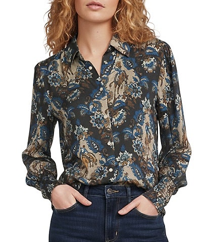 Double D Ranch Dewitt Woven Printed Point Collar Long Sleeve Bouse