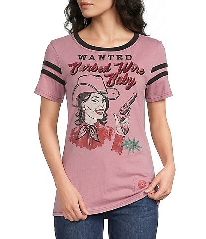 Double D Ranch Knit Barbed Wire Scoop Neck Short Sleeve Baby Tee
