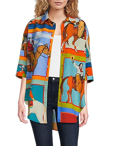 Double D Ranch Woman Of The Ranch 3/4 Sleeve Button Down Shirt