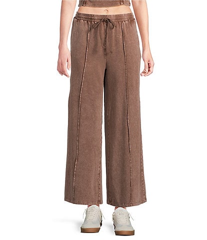 Double Zero Seamed Drawstring Wide Leg Pants