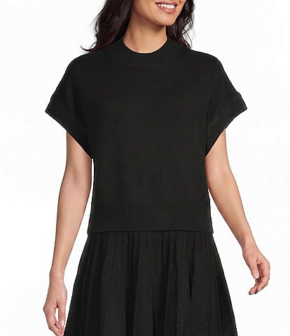 Double Zero Short Sleeve Turtleneck Cropped Sweater
