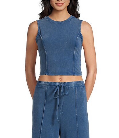 Double Zero Sleeveless Crop Seamed Top