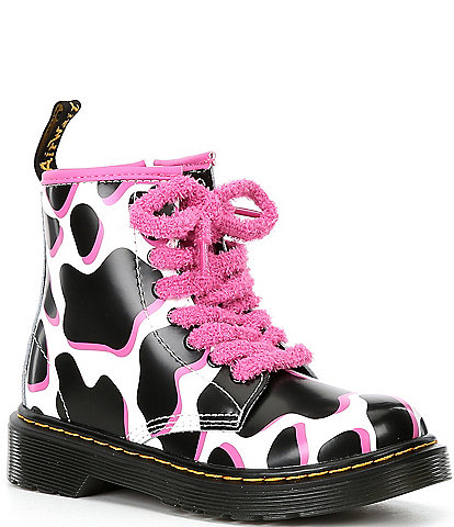 Dr. Martens Girls' 1460 Leather Cow Print Boots (Toddler)