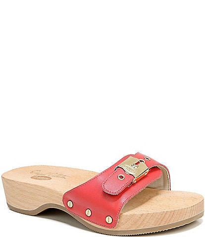 Dr. Scholl's Original Exercise Leather Buckle Platform Clog Sandals