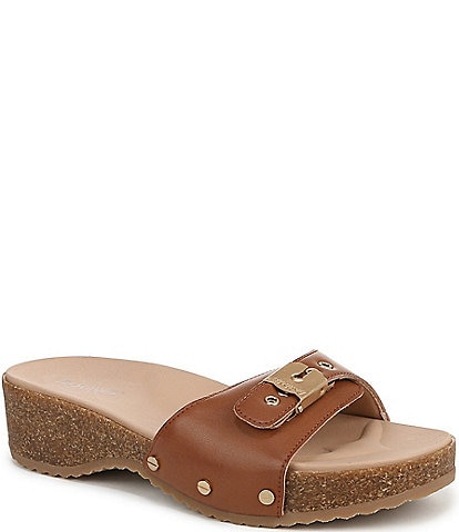 Dr. Scholl's Original Flex Leather Buckled Slide Sandals