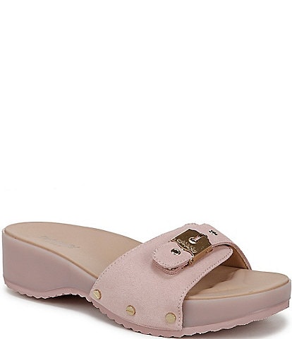 Dr. Scholl's Original Flex Suede Color Drenched Buckle Hardware Slide Sandals