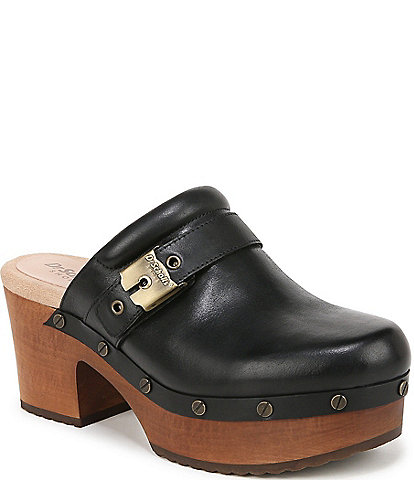 Dr. Scholl's Original Joy Leather Buckle Hardware Strap Platform Clogs