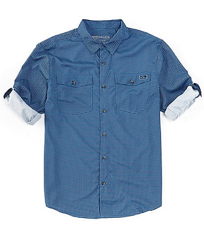 Drake Clothing Co. Performance Stretch Frat Gingham Hidden Button-Down Collar Long Sleeve Woven Shirt