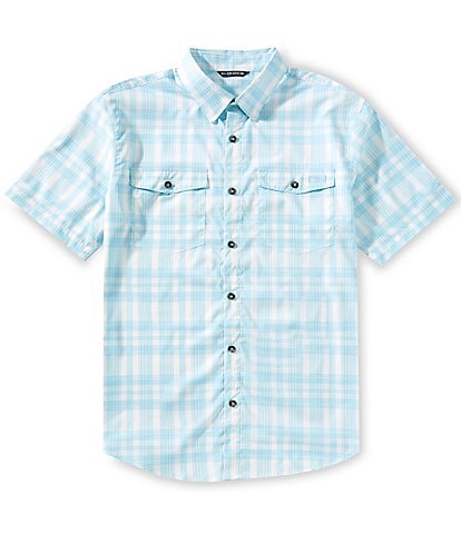 Drake Clothing Co. Short Sleeve Faded-Plaid Woven Shirt