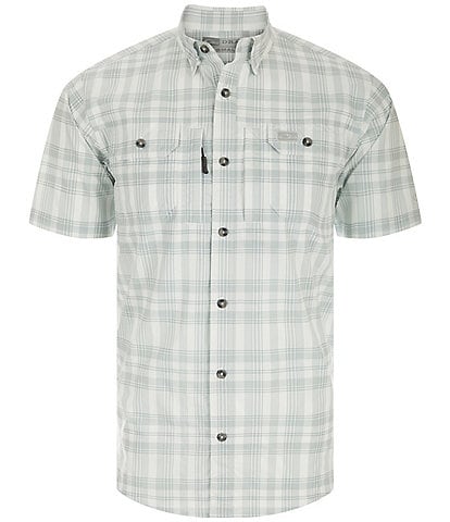 Drake Clothing Co. Short Sleeve Faded-Plaid Woven Shirt