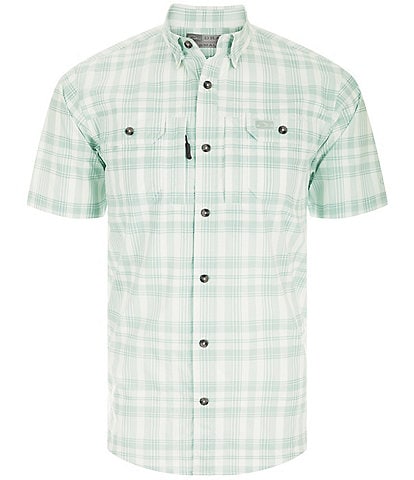 Drake Clothing Co. Short Sleeve Frat Faded-Plaid Woven Shirt