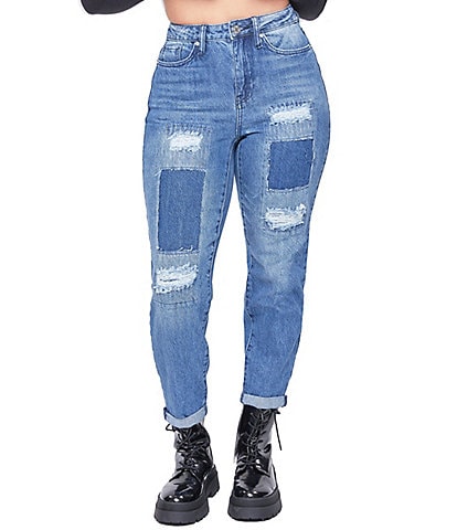 Dream High Rise Patchwork Distressed Jeans