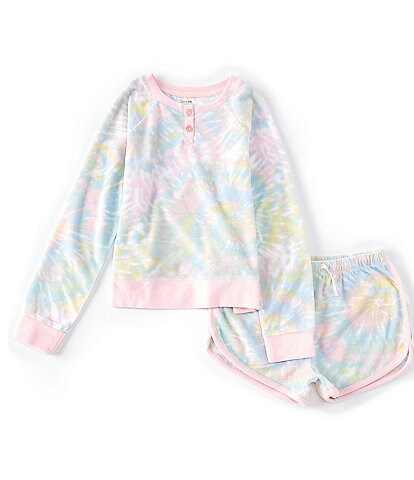 Dream Life Big Girls 7-16 Long-Sleeve Tie-Dye Sleep Tee & Matching Shorts Set