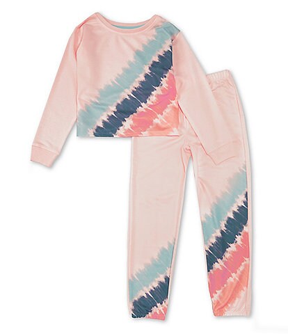 Dream Life Big Girls 7-16 Long-Sleeve Tie-Dye/Stripe Pajama Top & Matching Pajama Pant Set