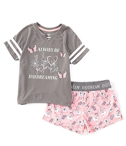 Dream Life Big Girls 7-16 Short-Sleeve Butterfly Sleep Tee & Floral-Printed Pajama Shorts Set