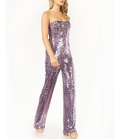 Dress the Population Andy Strapless Wide Leg Sequin Jumpsuit