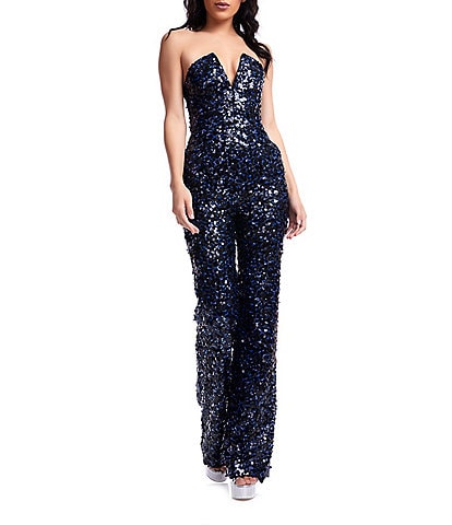 Dillards sequin jumpsuit on sale