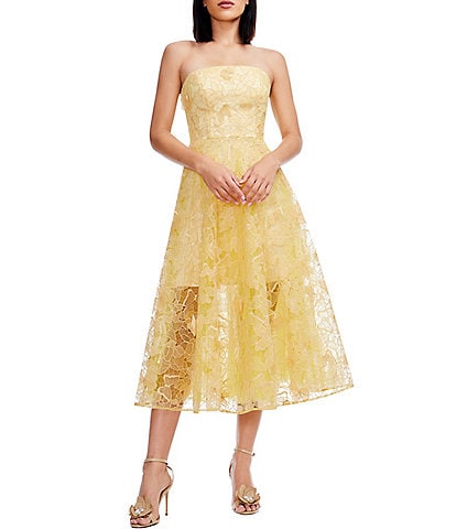 Dress the Population Kailyn 3D Floral Strapless Bustier A-Line Dress