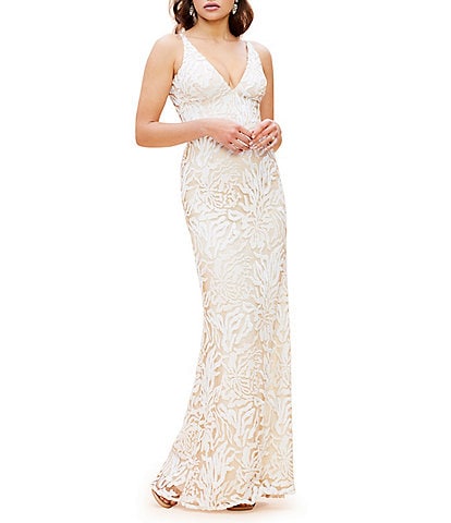 Dress the Population Sharon Plunge V-Neck Sleeveless Mermaid Maxi Dress