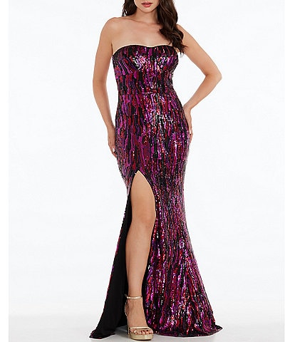 Dress the Population Sleeveless Sequin Strapless Mermaid Gown