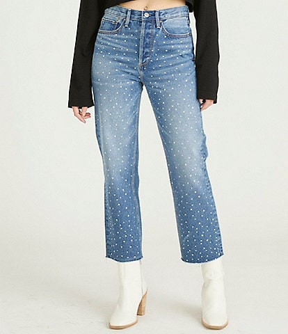 Driftwood Royce After Party Rhinestone Embellished Cropped Stretch Jeans