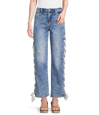 Driftwood Stretch Denim High Rise Lace Jeans