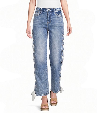 Driftwood Stretch Denim High Rise Lace Jeans