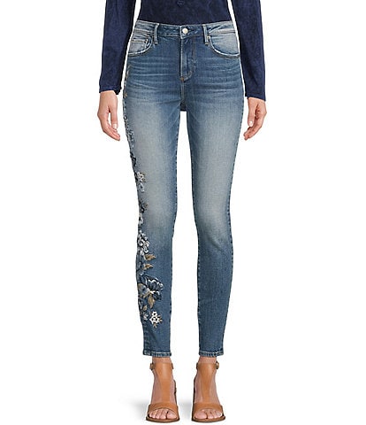 Driftwood X Bluebell Fleur Jackie Floral Embroidered High Rise Skinny Jeans