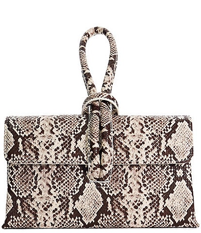 Dune London Brynie Snake Print Loop Handle Clutch