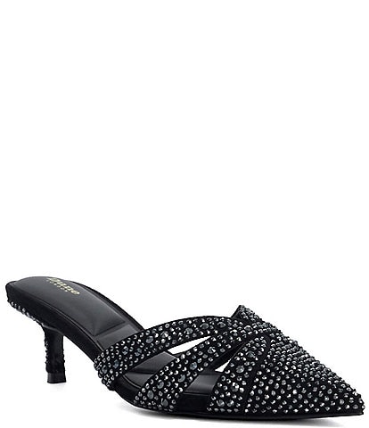 Dune London Calla Rhinestone Slip On Kitten Heel Mules