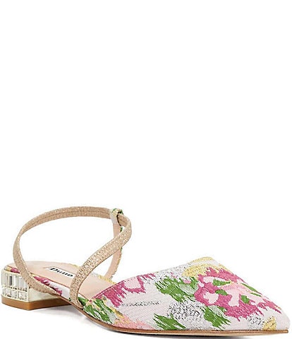 Dune London Command Floral Print Slingback Flats