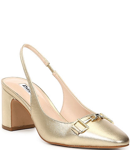 Dune London Detailed Leather Bit Buckle Slingback Pumps