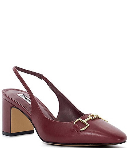 Dune London Detailed Leather Bit Buckle Slingback Pumps