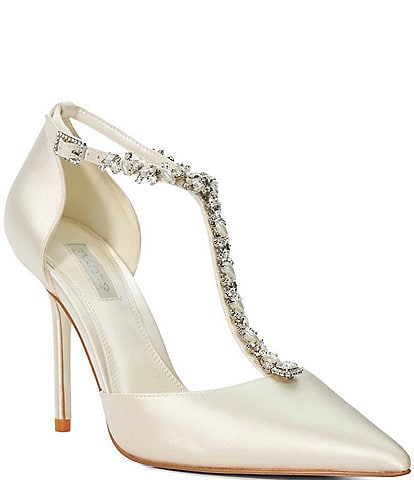 Dune London Devotional Jeweled T-Strap Bridal Pumps