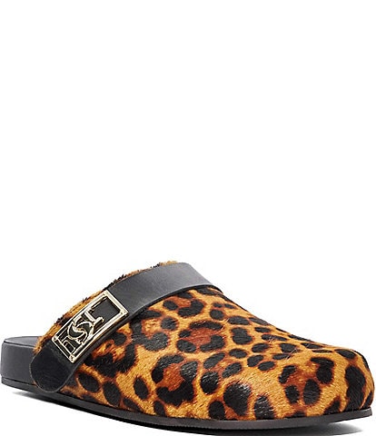 Dune London Gracella Faux Fur Leopard Print Clogs