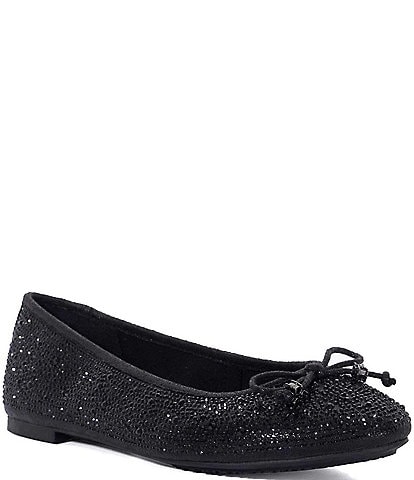 Dune London Hallis Rhinestone Embellished Ballet Bow Flats