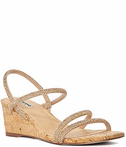 Dune London Kalia Rhinestone Cork Wedge Sandals