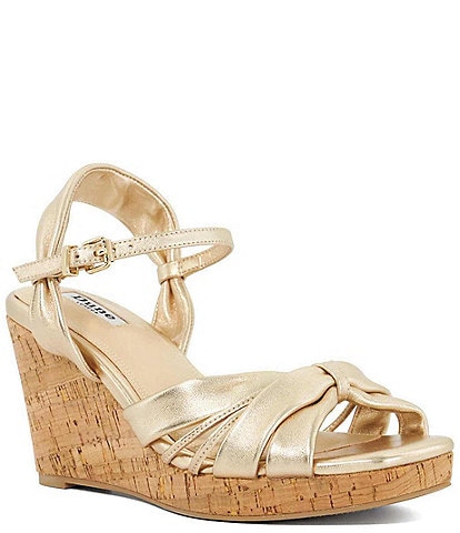 Dune London Kander Leather Platform Wedge Sandals