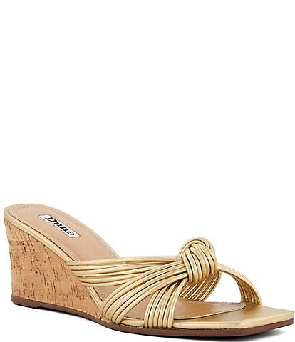 Dune London Kope Knotted Leather Wedge Sandals