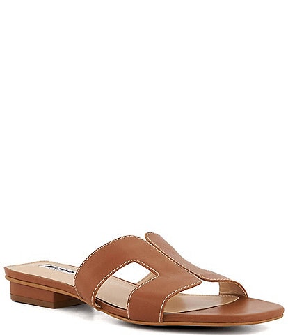 Dune London Loupe Leather Cut-Out Slide Sandals